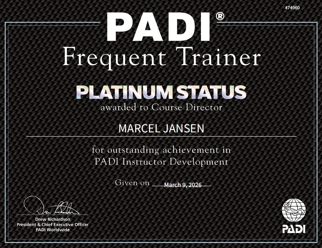 PADI Platinum Course Director Marcel Jansen