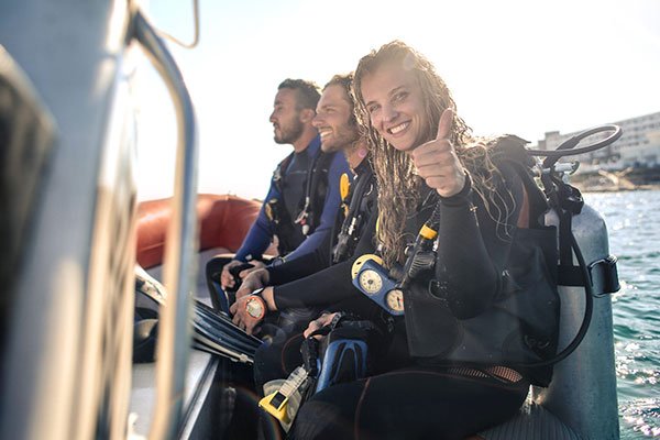 Divers on a boat